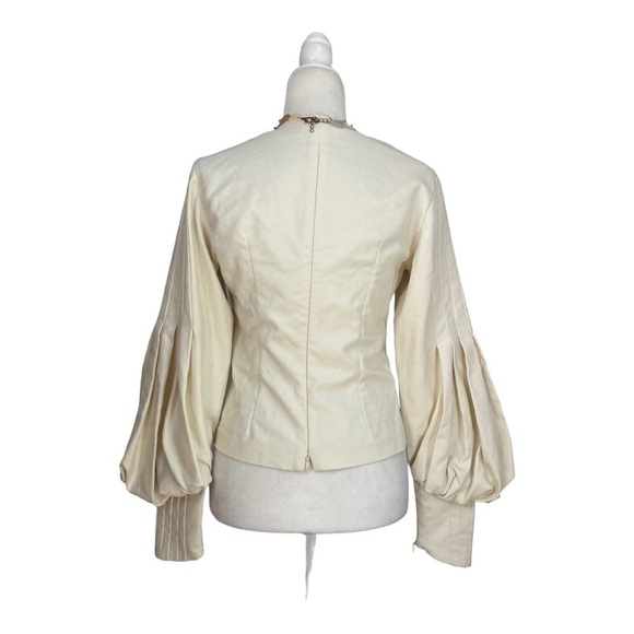 Maison Cinqcent Pleated Balloon Sleeve Top NWOT V Neck Cotton - Picture 10 of 12